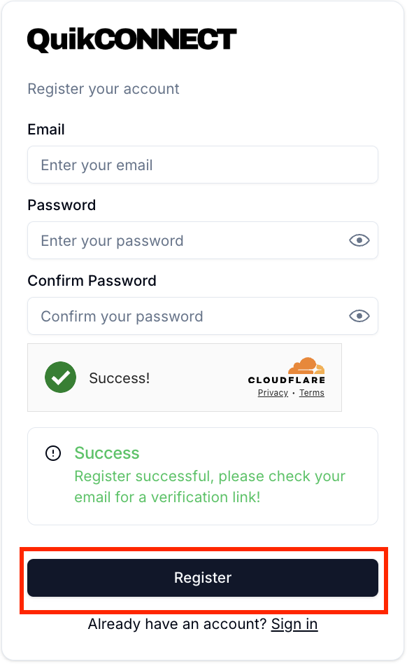 Tạo WiFi Marketing miễn phí với thiết bị Aruba Instant AP chỉ từ 5 bước 1 Hình 1: Đăng ký tài khoản QuikConnect để tạo WiFi Marketing miễn phí